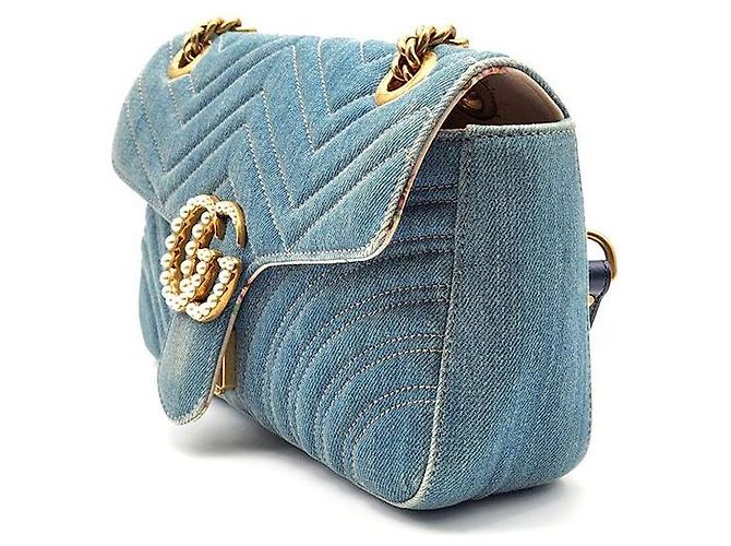 Gucci Borsa a Spalla Denim Limited Mamont Matelassé Blu - vista 2