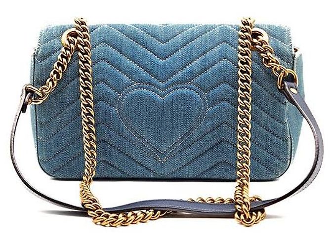 Gucci Borsa a Spalla Denim Limited Mamont Matelassé Blu - vista 3