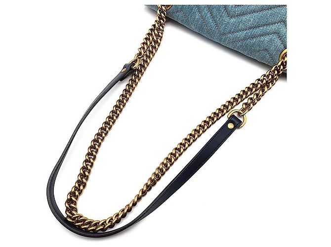 Gucci Borsa a Spalla Denim Limited Mamont Matelassé Blu - vista 5
