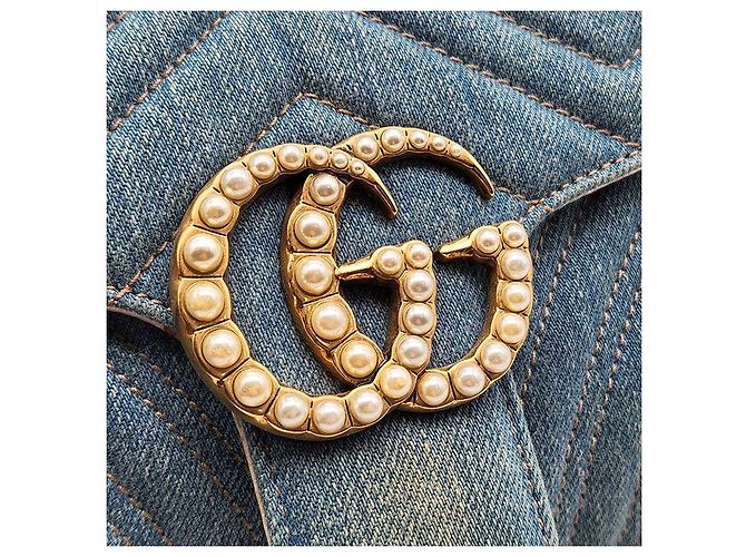 Gucci Borsa a Spalla Denim Limited Mamont Matelassé Blu - vista 8