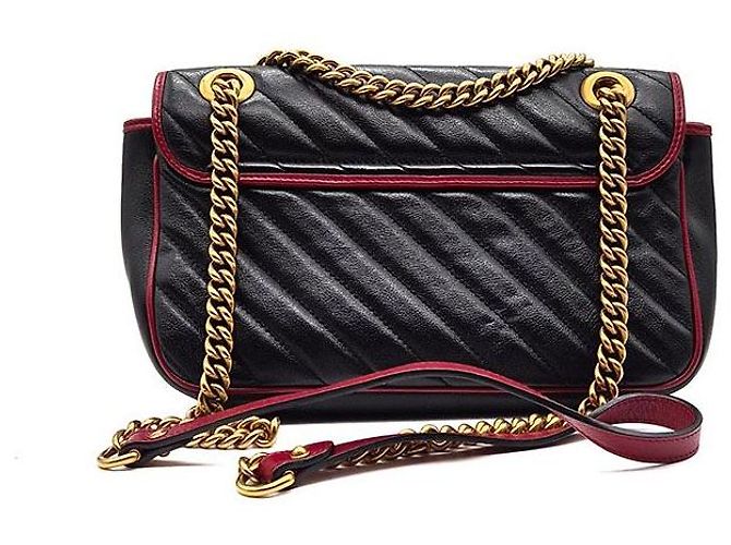 Gucci Borsa a Spalla Marmont Matelassé Nero - vista 3
