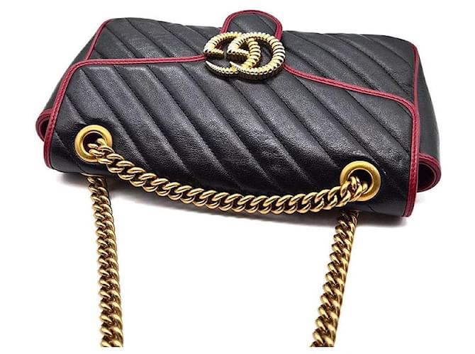 Gucci Borsa a Spalla Marmont Matelassé Nero - vista 6