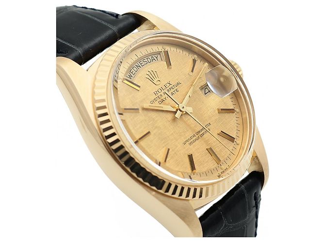 Rolex Vintage Day-Date Leather Watch for Men Golden - view 11