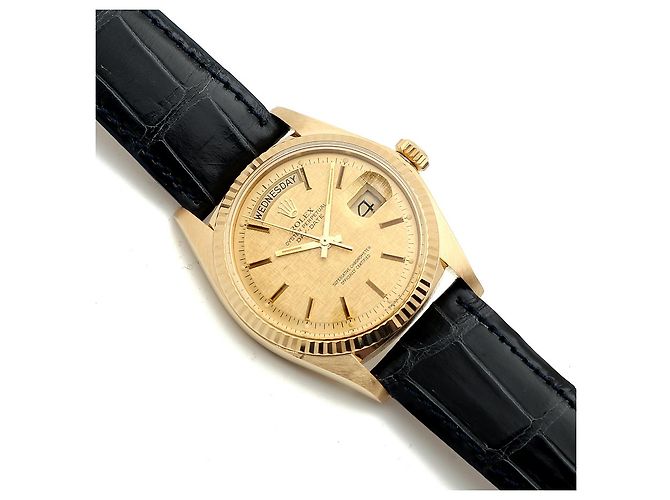 Rolex Vintage Day-Date Leather Watch for Men Golden - view 15