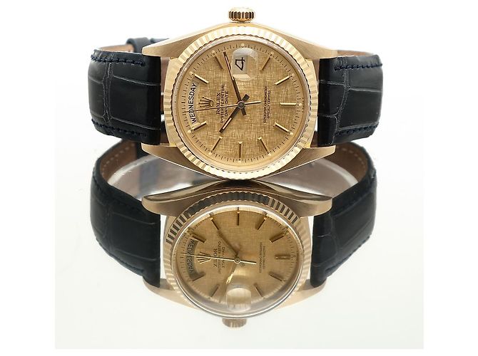 Rolex Vintage Day-Date Leather Watch for Men Golden - view 18