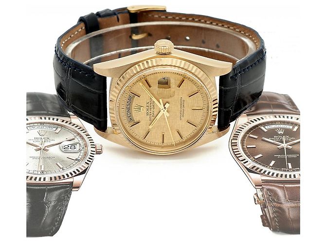 Rolex Vintage Day-Date Leather Watch for Men Golden - view 22
