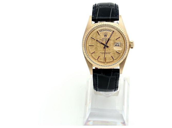 Rolex Vintage Day-Date Leather Watch for Men Golden - view 4