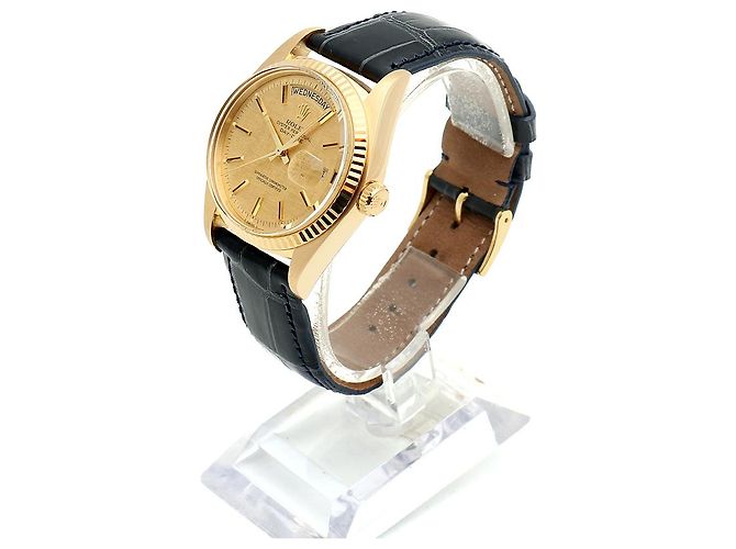 Rolex Vintage Day-Date Leather Watch for Men Golden - view 5