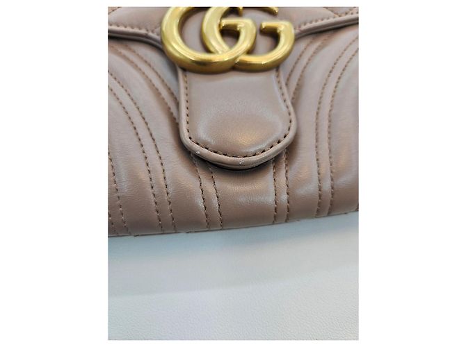 Gucci Clutch GG Marmont Matelassé Rosa Bege Marrom - vista 16