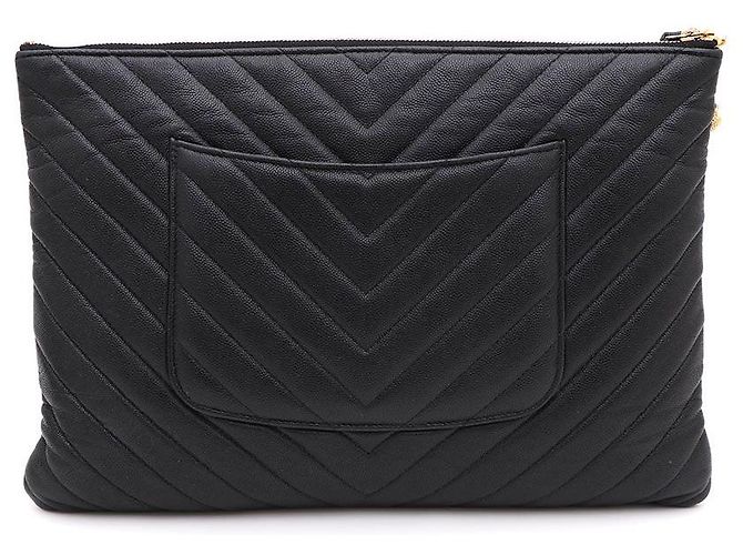 Chanel Portachiavi e pochette Chevron Caviar Nero - vista 3