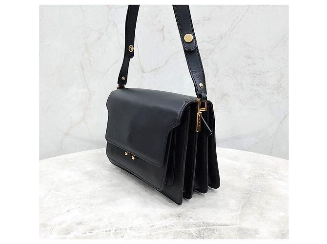 Marni Borsa a tracolla a bauletto in pelle nera - vista 2