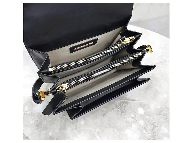Marni Borsa a tracolla a bauletto in pelle nera - vista 7