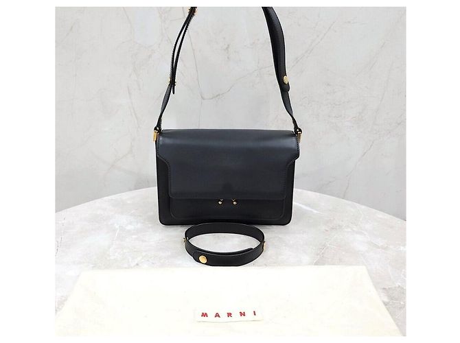 Marni Borsa a tracolla a bauletto in pelle nera - vista 8