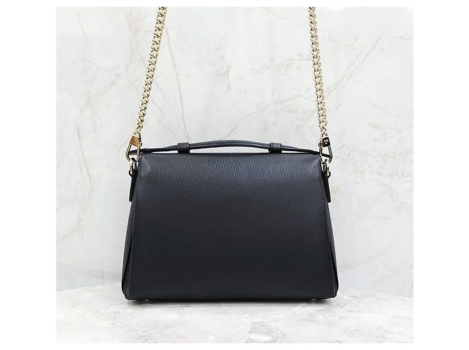 Gucci Interlocking Top Handle Leder Schultertasche mit Kette Schwarz - Ansicht 3