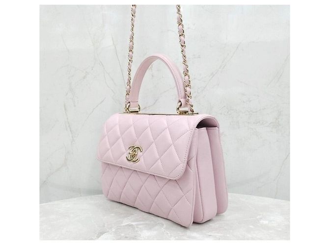 Chanel Piccola borsa a tracolla in agnello rosa trendy CC con catena dorata - vista 2