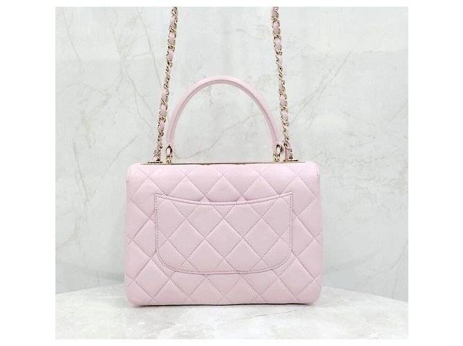 Chanel Piccola borsa a tracolla in agnello rosa trendy CC con catena dorata - vista 3