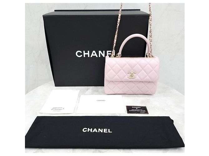 Chanel Piccola borsa a tracolla in agnello rosa trendy CC con catena dorata - vista 9