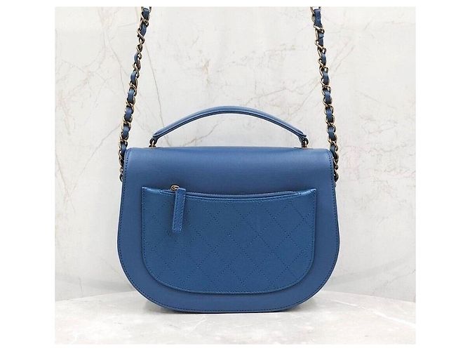 Chanel cc CC Coco Curve in pelle di vitello con patta e catena - Borsa a tracolla Blu - vista 3