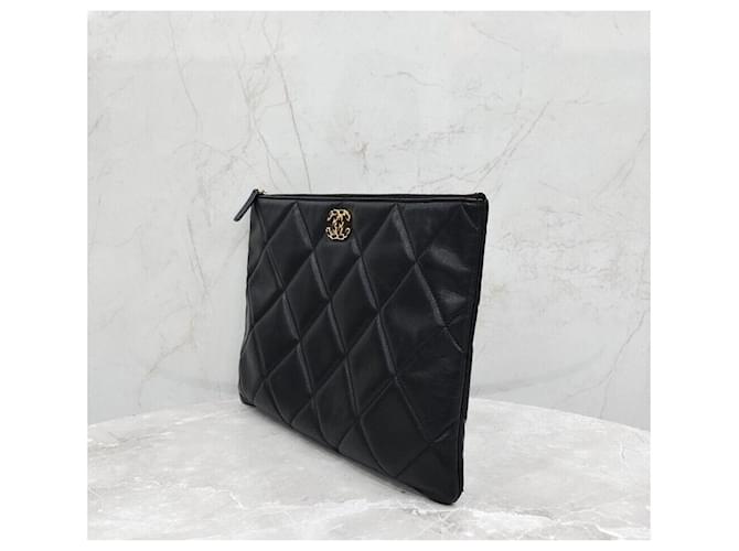 Chanel 19 Chanel Clutch Medium Black Gold Nero - vista 2