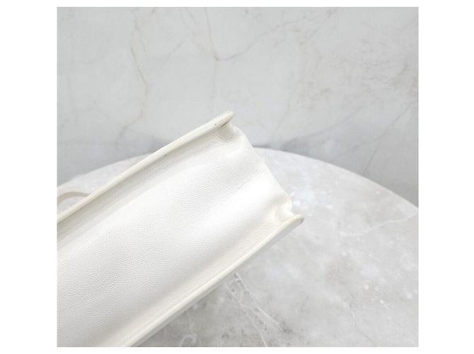 Chanel Borsa Shopper CC Logo White Caviar con catena Large Series Bianco - vista 6