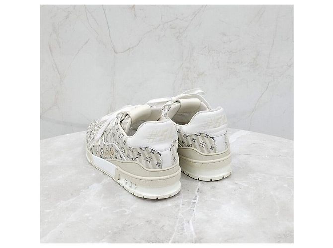 Louis Vuitton Sneakers Trainer LV Monogram Stripe Argento - vista 4