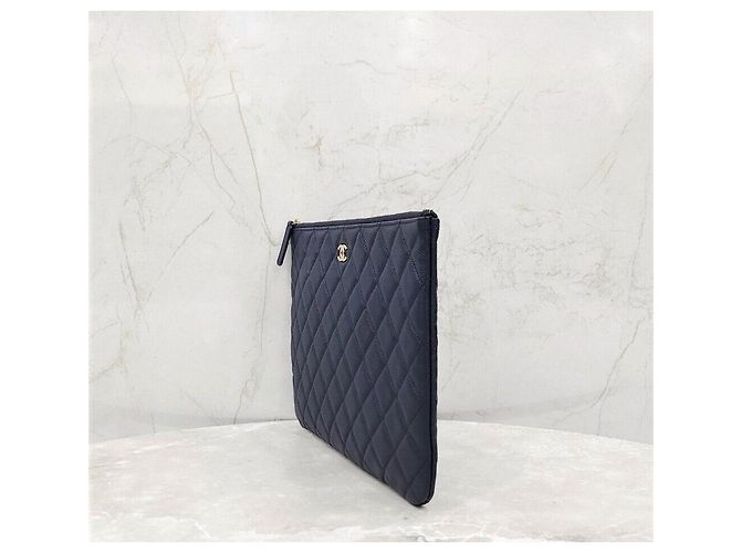 Chanel Classic New Medium Clutch Navy with Gold Hardware Caviar - view 2