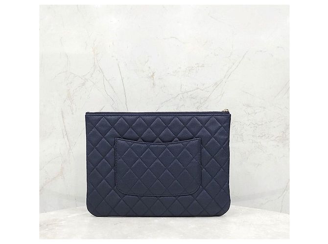 Chanel Classic New Medium Clutch Navy with Gold Hardware Caviar - view 3