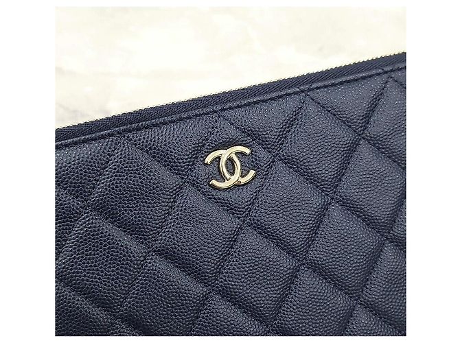 Chanel Classic New Medium Clutch Navy with Gold Hardware Caviar - view 4