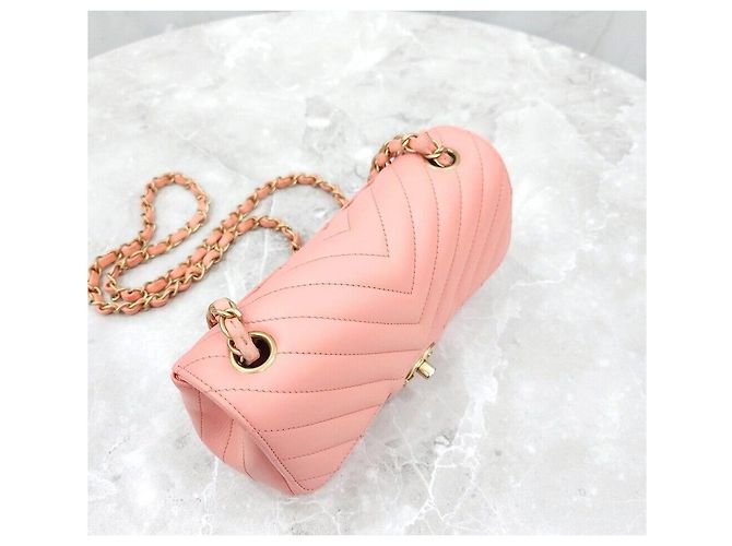 Chanel Mini borsa a tracolla Classic New Chevron Rosa - vista 4