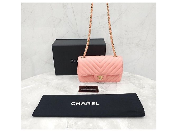 Chanel Mini borsa a tracolla Classic New Chevron Rosa - vista 9
