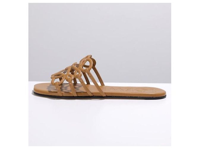 Loewe Slide Petal Anagram in pelle di vitello morbida Marrone - vista 4