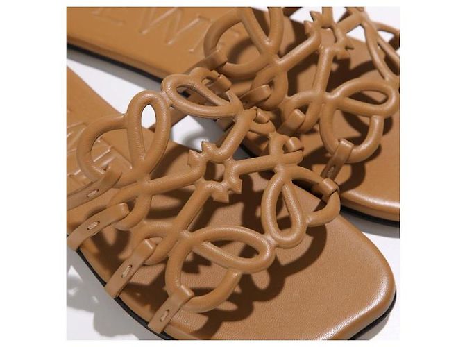 Loewe Slide Petal Anagram in pelle di vitello morbida Marrone - vista 6