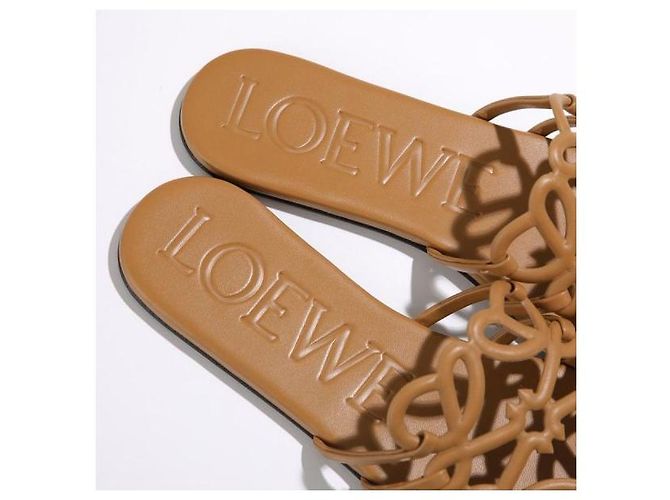 Loewe Slide Petal Anagram in pelle di vitello morbida Marrone - vista 7