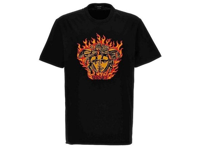 Versace Medusa Flame Besticktes T-Shirt Schwarz - Ansicht 3