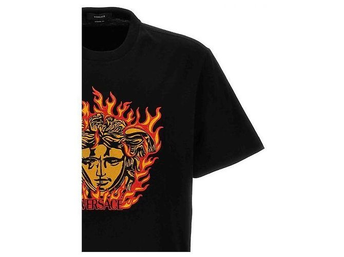 Versace Medusa Flame Besticktes T-Shirt Schwarz - Ansicht 5