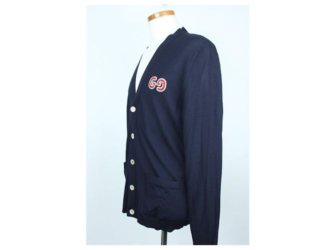 Gucci Cardigan mit besticktem Logo Navy Blau - Ansicht 2