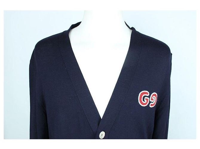 Gucci Cardigan mit besticktem Logo Navy Blau - Ansicht 4