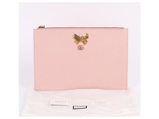 Gucci Clutch a farfalla in pelle rosa - vista 10