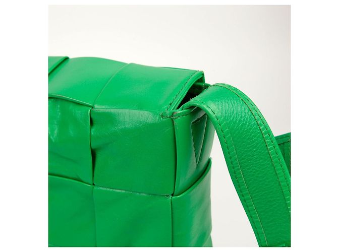 Bottega Veneta Borsa a tracolla Maxi Parquet Intrecciato in pelle Cassette Verde - vista 11