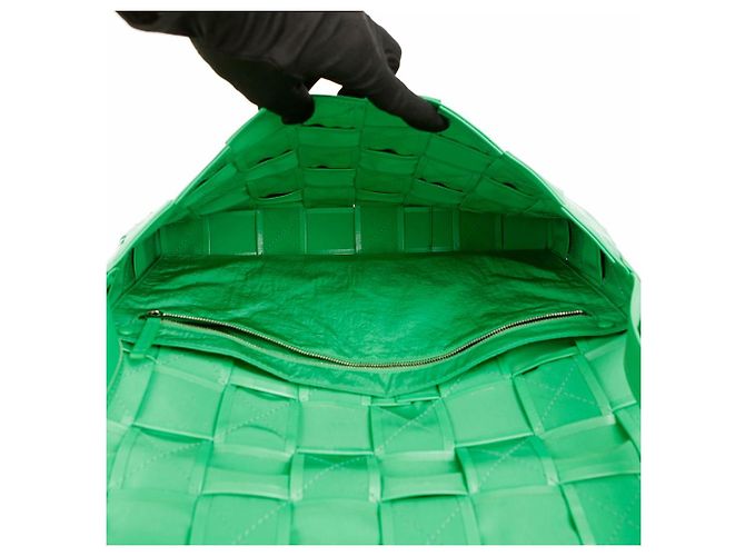 Bottega Veneta Borsa a tracolla Maxi Parquet Intrecciato in pelle Cassette Verde - vista 12