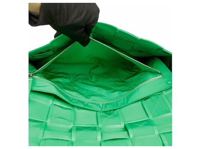 Bottega Veneta Borsa a tracolla Maxi Parquet Intrecciato in pelle Cassette Verde - vista 13