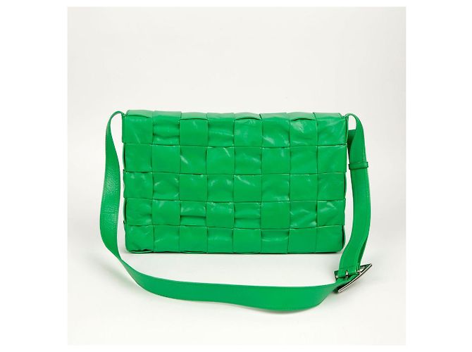 Bottega Veneta Borsa a tracolla Maxi Parquet Intrecciato in pelle Cassette Verde - vista 3