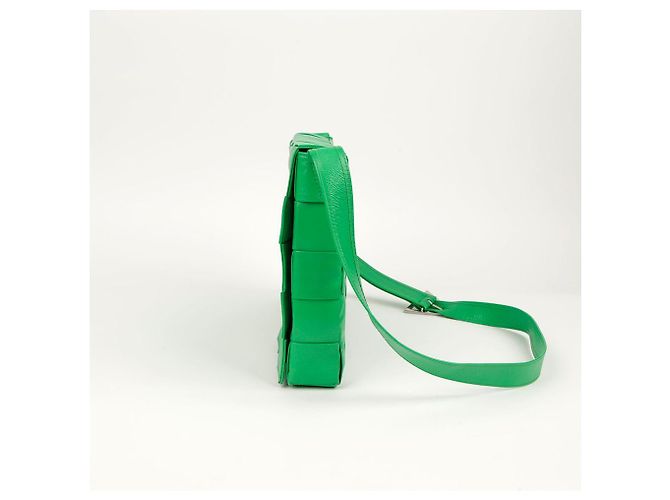 Bottega Veneta Borsa a tracolla Maxi Parquet Intrecciato in pelle Cassette Verde - vista 4