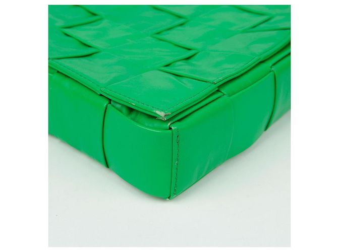 Bottega Veneta Borsa a tracolla Maxi Parquet Intrecciato in pelle Cassette Verde - vista 7