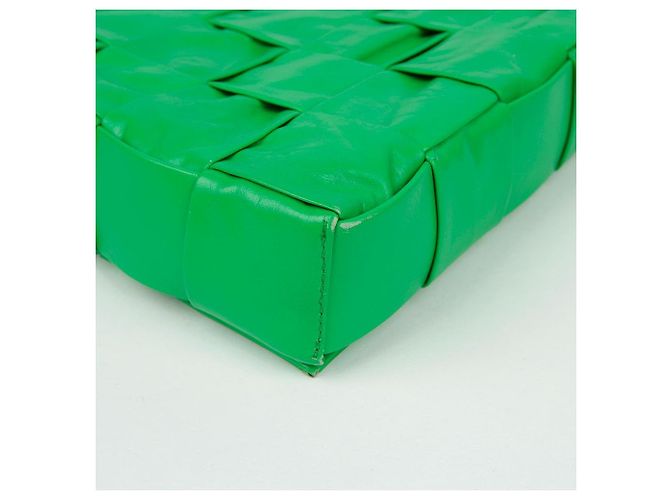 Bottega Veneta Borsa a tracolla Maxi Parquet Intrecciato in pelle Cassette Verde - vista 9