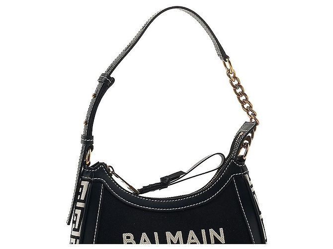 Balmain Borsa a tracolla in tela B-ami da donna TCMS GFE Nero - vista 8