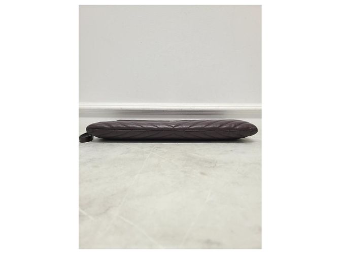 Saint Laurent Clutch Matelassé YSL bordeaux e argento Rosso - vista 6