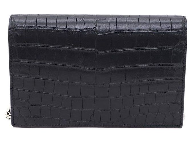 Saint Laurent Borsa a tracolla WOC Crocodile Kate con nappa Nero - vista 3