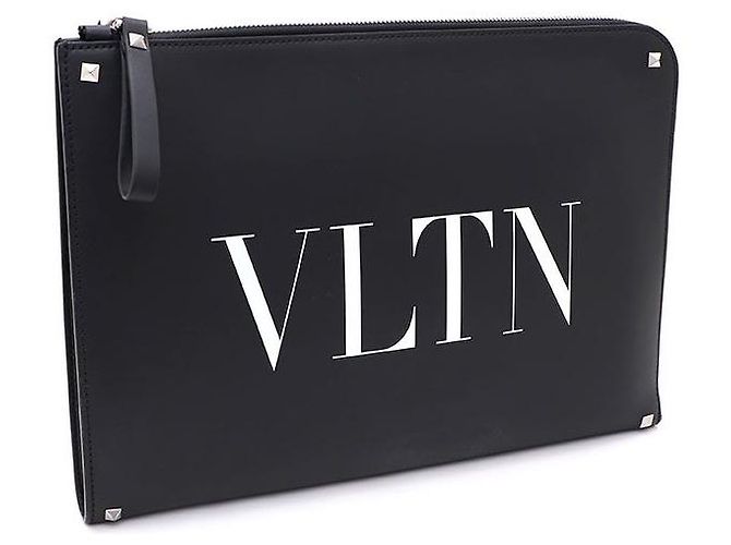 Valentino Portafoglio e clutch in pelle di vitello VLTN Document Case Nero - vista 2