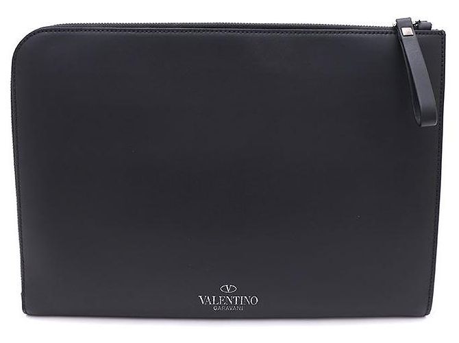Valentino Portafoglio e clutch in pelle di vitello VLTN Document Case Nero - vista 3